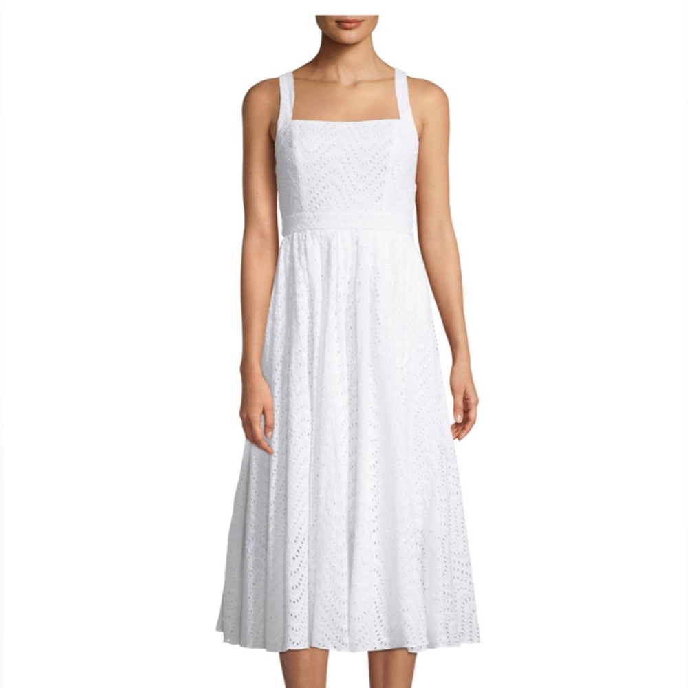 Fame and Partners - The Price Square-Neck Eyelet Cotton Midi Dress. Size US 6